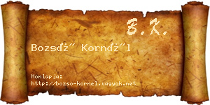 Bozsó Kornél névjegykártya